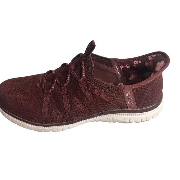 Skechers Shoes Womens Size 8.5 Burgundy Slip-ins Hands Free Air-Cooled 104448 - Picture 8 of 12